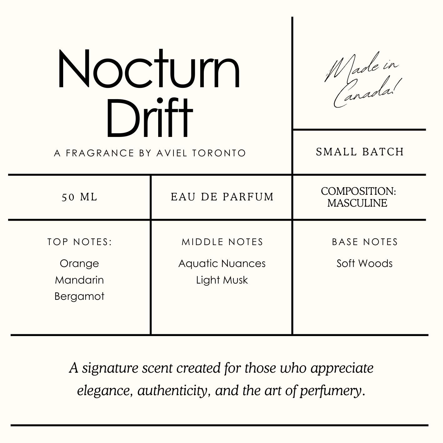 NOCTURNE DRIFT Inspired by: Afternoon Swim by Louis Vuitton (Men) Made in Canada