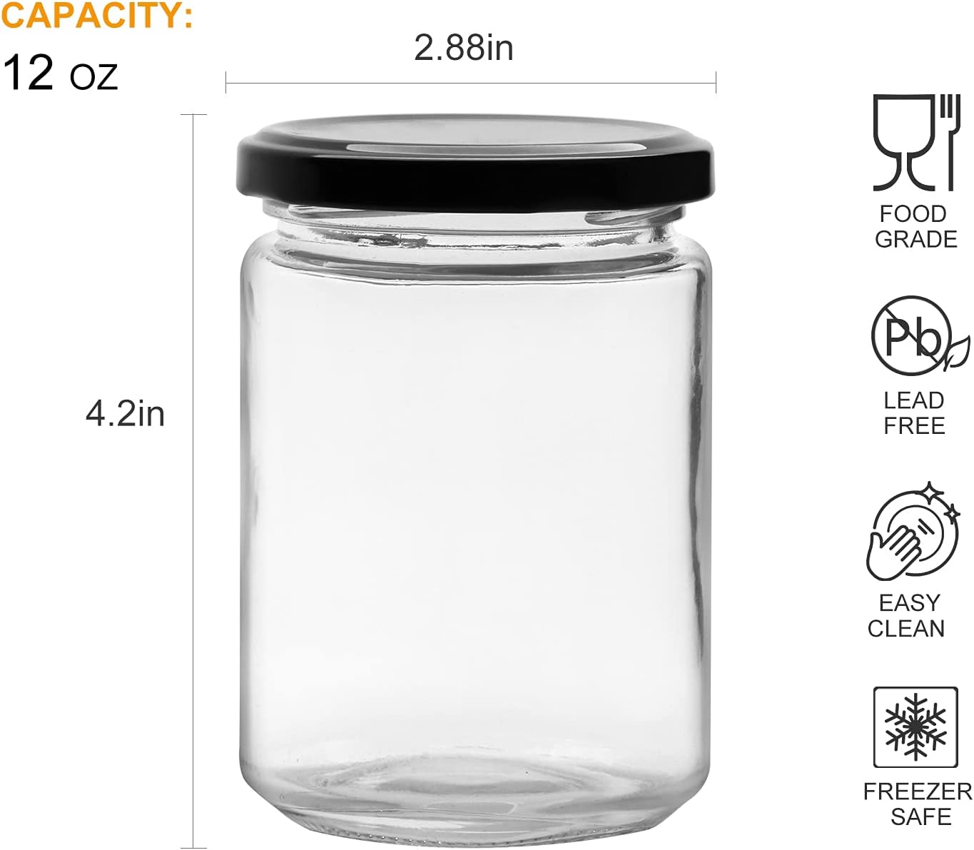 coming soon - 500ml Clear Glass Short Jar with Lid x 4
