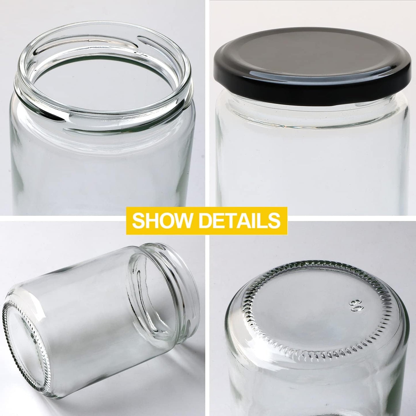 coming soon - 500ml Clear Glass Short Jar with Lid x 4