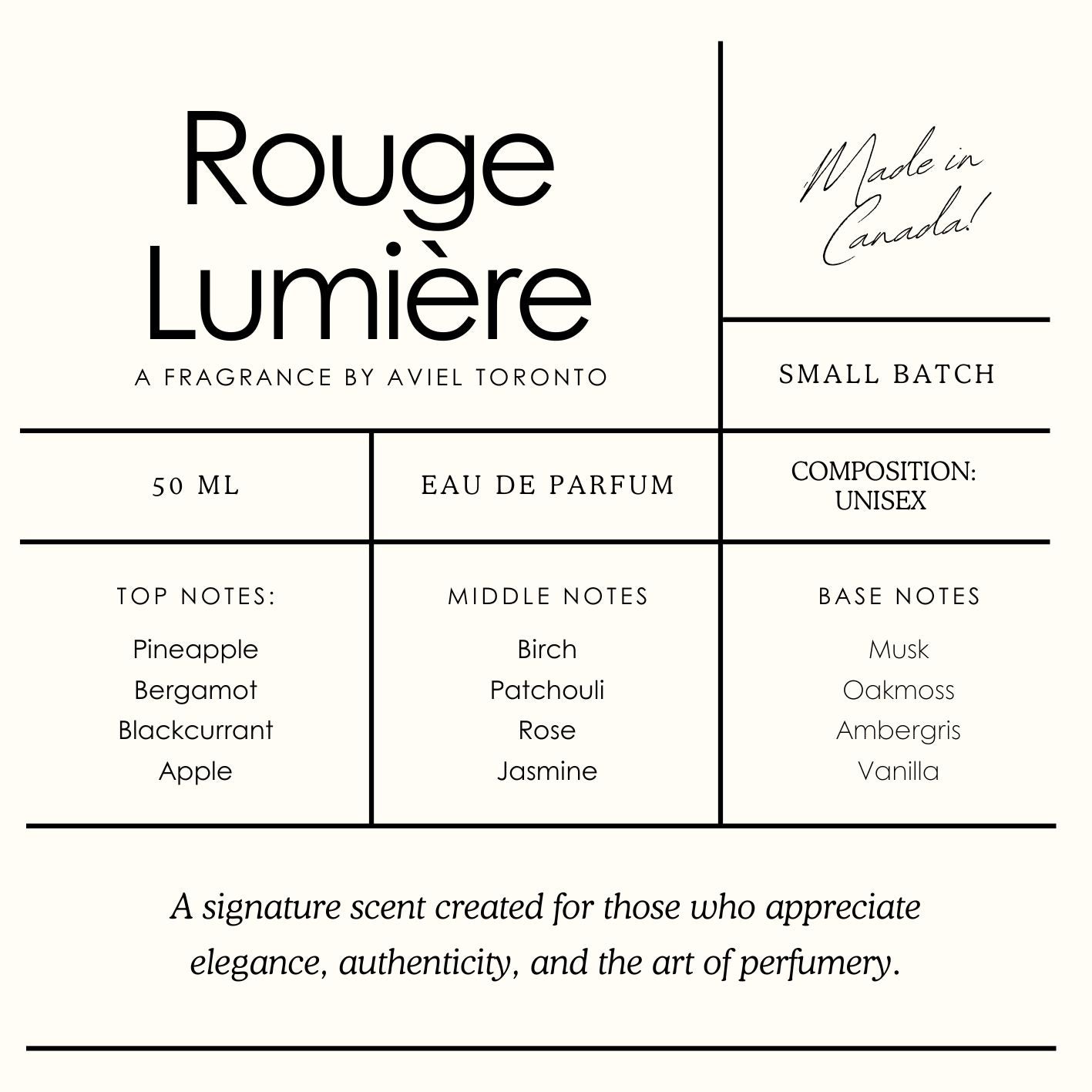 ROUGE LUMIÈRE Inspired by: Baccarat Rouge 540 (Unisex) made in Canada