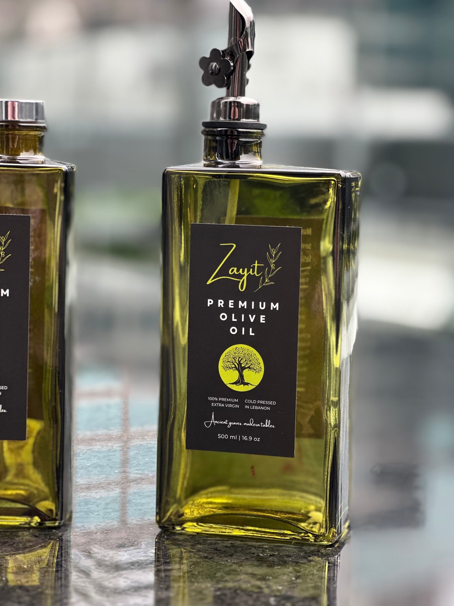 Extra Virgin Olive Oil made from the first cold pressed olives.