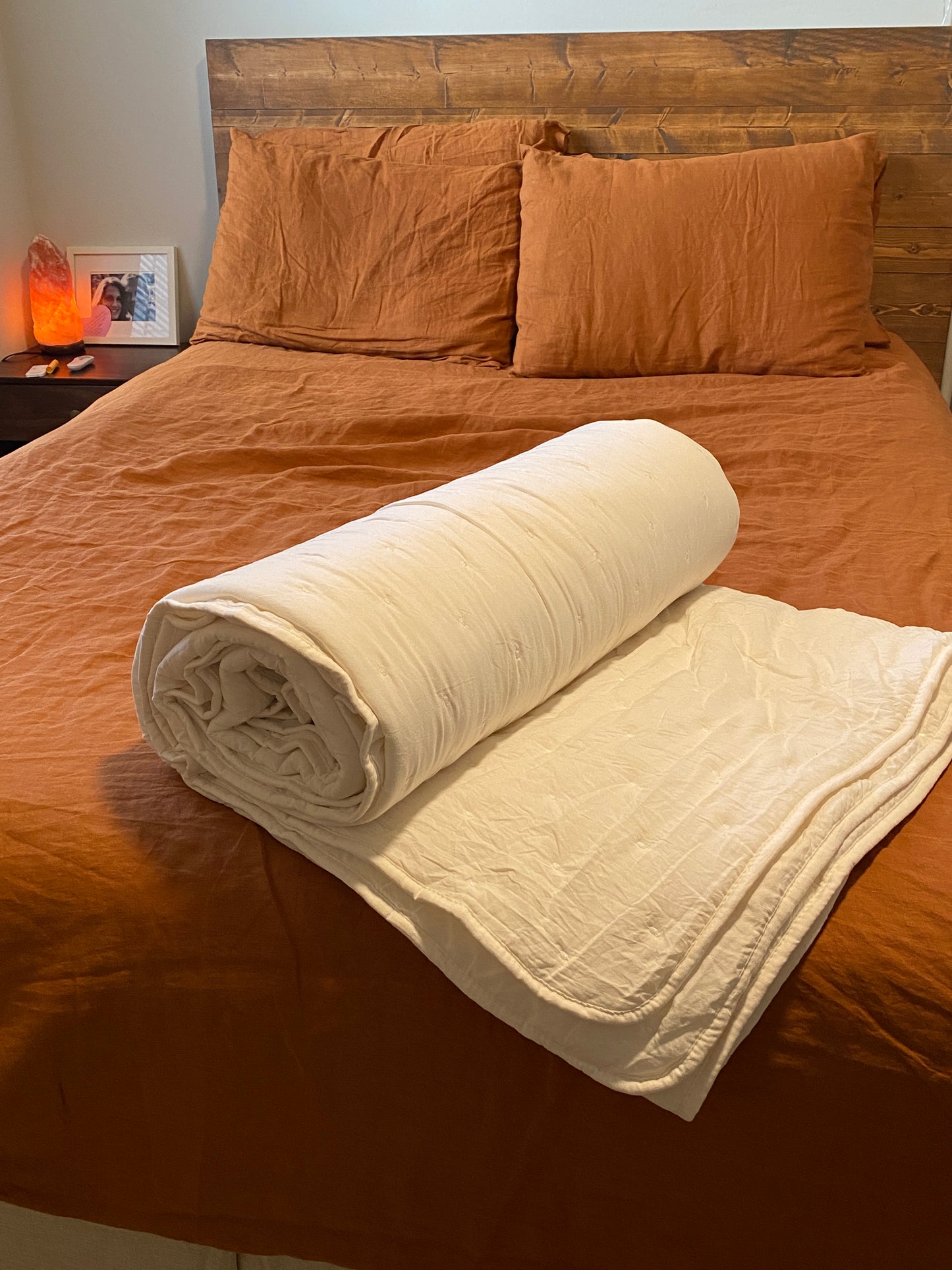 Quilt Set Ultra Soft Microfiber Stone-Washed Lightweight All Season - white