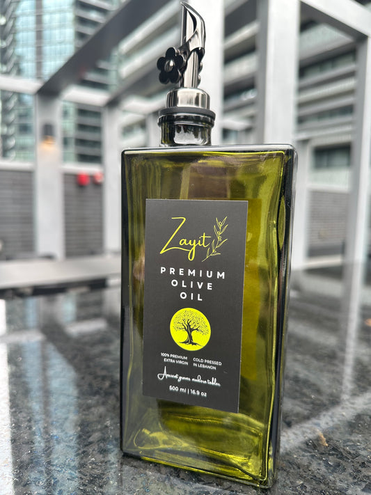 Extra Virgin Olive Oil made from the first cold pressed olives.